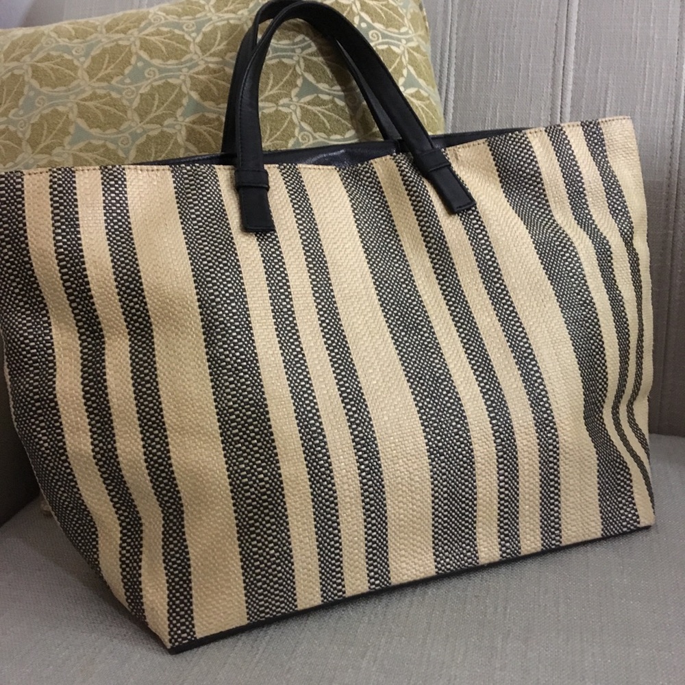 Cole Haan straw and leather bag